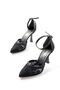 Zri̇n-404 Premium Black Mesh Flower Detailed Heeled Shoes 9 cm