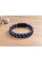 Morlisse Indigobraid Navy Blue Leather Men's Bracelet - Double Braid Minimal - 3