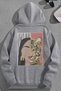 Unisex 3 Thread Cotton Gray Inside Me Tiger Print Loose Fit Sweatshirt Hoodie