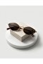 Pulse Gold Coffee Triangle Geometric Cut Metal Sunglasses Trend Design - 4