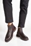 Genuine Leather Men's Chelsea Boots Elastic Thick Sole Casual Winter Cold Resistant Brown - 2