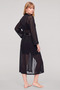 Women's Black Long Belted Dressing Gown - 4