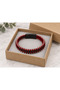 Saldieri Rubycoil Black Red Leather Men's Bracelet - Metal Beaded Spiral Design - 2