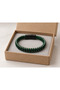 Renzolio Greencoil Black Green Leather Men's Bracelet - Metal Beaded Spiral Design - 3