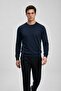 Men's Seasonal Regular Fit Navy Blue Collared Basic Sweater - 3