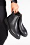 Genuine Leather Men's Chelsea Boots Elastic Thick Sole Casual Winter Cold Resistant Black - 3