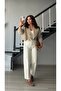 Stone waist elastic belted bomber trench coat - 2