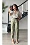 Green belted linen carrot pants - 3