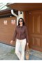 Women's Suede Fabric Leather Collar Waist-Tie New Season Jacket - 3