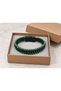 Urbello Ferncoil Black Green Leather Men's Bracelet - Shiny Beaded Spiral Design - 3
