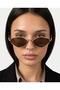 Pulse Gold Coffee Triangle Geometric Cut Metal Sunglasses Trend Design - 3