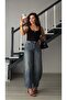 Blue snow wash distressed tinted balloon jean - 5