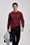 Men's Seasonal Regular Fit Claret Red Collar Basic Sweater - 3