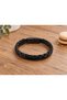 Westario Blackplait Black Leather Men's Bracelet - Thick Double Braided Minimal Design - 3