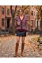 Buttoned Striped V-Neck Knitwear Cardigan