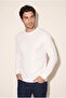 Men's Ecru 6210 0 Collar Basic Waffle Sweatshirt - 2