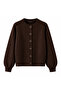 Women's Crew Neck Buttoned Balloon Sleeve Basic Knitwear Cardigan 26728
