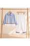 Girl's Special Design Striped Ruffle Detailed Shirt and Pants Set - 5