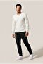 Men's Ecru 6211 Buttoned Collar Waffle Sweatshirt - 2