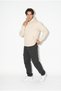 Men's Beige 6200 Hooded 3 Thread Sweatshirt - 2