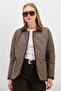 Waterway Patterned Velvet Detailed Quilted Coat - 6
