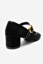 Merel Black Suede Women's Thick Heeled Shoes - 7