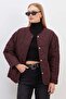 Waterway Patterned Quilted Snap Button Coat - 3