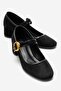 Merel Black Suede Women's Thick Heeled Shoes