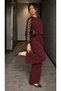 Casual Elegance with Exquisite Details |   Women's Floral Tulle Sleeves Viscose Two Yarns Two-Piece Suit with Trousers