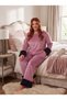 New Season Women's Velvet Crew Neck Plush Detailed Special Design Long Sleeve Plus Size (Oversize) Pajama Set - 4