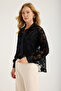 Chiffon Embossed Rose Pattern Shirt - 2