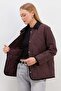 Waterway Patterned Velvet Detailed Quilted Coat - 7