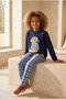 Boy's Blue Harmony Teddy Patterned Plaid Navy Blue Pajama Set - 3