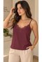 Women's Cherry Claret Red Colored Lace Detailed Adjustable Ring Strap Sandy Blouse - 5