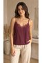 Women's Cherry Claret Red Colored Lace Adjustable String Strap Sandy Fabric Athlete Blouse - 4