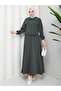 Asel Dual Pocket and Double Cover Button Detail Skirt Suit - 4
