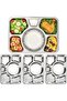 4 Pack Stainless Steel Divided Dinner Plates, 6 Compartment, 15.6x11.6 Inches
