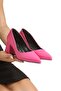 Stiletto Fuchsia Leather Pointed Toe Covered Heel 6 cm Closed Shoes New Season - 4