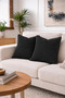 1 Piece Linen Look Throw Pillow Cover with Zipper Modern Decorative Pillowcase Black - 2