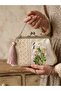 23x15 cm wildflower themed 100% hand-embroidered linen light vintage bag