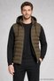 Men's Khaki Slim Fit Puffer Vest with Removable Hood and Zipper Pockets - 3