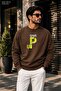 Men's Give up Neon Typographic Printed Crew Neck Casual Regular Fit Sweatshirt