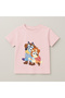 Bluey Family Group Printed Kids T-Shirt 100% Cotton Pink