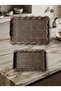 Rectangular Dark Brown Wooden Serving Tray Set with Handles on Sides Elegant & Stylish Design - 3