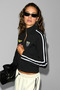 Neoline women's black sweatshirt with embroidery and print details, and striped sleeves - 4