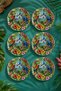 Set of 6 Glass Tea Plates – Tropical Parrot Patterned 12 cm – 6 Tea Plates