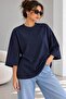 Women's Oversize Modal Blouse with Three-Quarter Sleeves Basic Lnc34 - 4