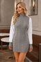 Women's Turtleneck Long Sleeve Sleeves Shirt Fabric Hair Braided Modern Cut Rib Detailed Stylish Elegant Gray Knitwear Mini Dress - 5