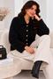 Women's Shirt Collar 7 Heart Gold Buttoned Long Furry Embroidered Knitwear Jacket