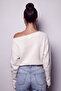 Asymmetrical Batwing Sleeve Embellished Soft Knit Sweater - 2